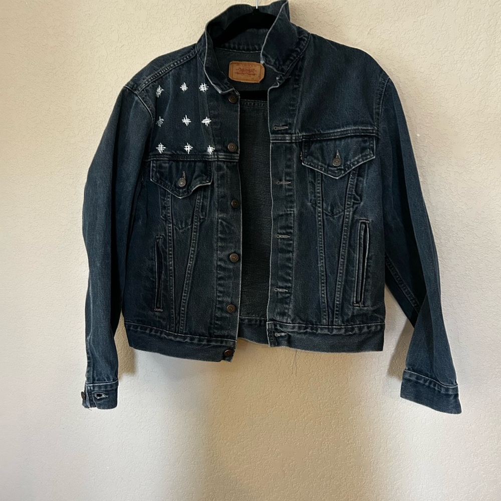 Levi's Denim Jacket with one of a kind Embroidered Accents